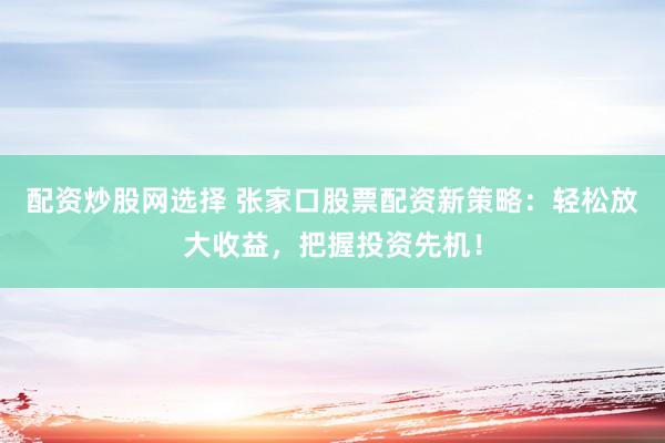 配资炒股网选择 张家口股票配资新策略：轻松放大收益，把握投资先机！