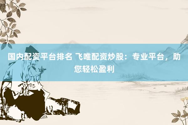 国内配资平台排名 飞唯配资炒股：专业平台，助您轻松盈利