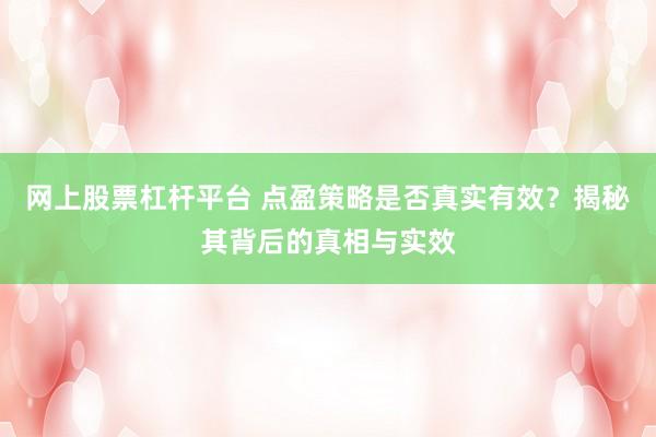 网上股票杠杆平台 点盈策略是否真实有效？揭秘其背后的真相与实效