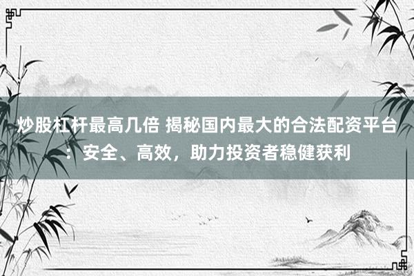 炒股杠杆最高几倍 揭秘国内最大的合法配资平台：安全、高效，助力投资者稳健获利