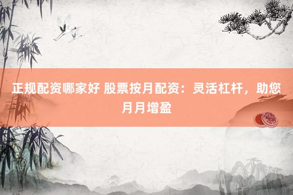 正规配资哪家好 股票按月配资：灵活杠杆，助您月月增盈