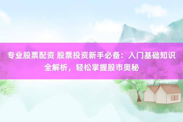 专业股票配资 股票投资新手必备：入门基础知识全解析，轻松掌握股市奥秘