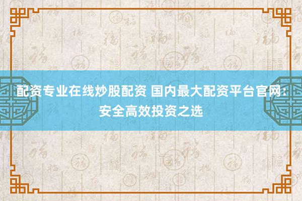 配资专业在线炒股配资 国内最大配资平台官网:安全高效投资之选
