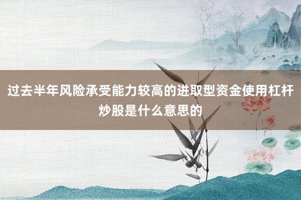 过去半年风险承受能力较高的进取型资金使用杠杆炒股是什么意思的