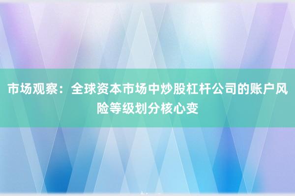 市场观察:全球资本市场中炒股杠杆公司的账户风险等级划分核心变