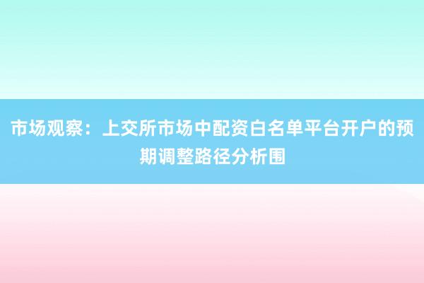 市场观察：上交所市场中配资白名单平台开户的预期调整路径分析围