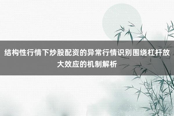 结构性行情下炒股配资的异常行情识别围绕杠杆放大效应的机制解析