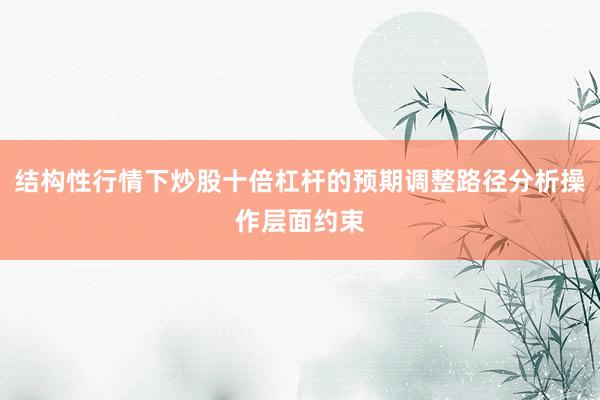 结构性行情下炒股十倍杠杆的预期调整路径分析操作层面约束